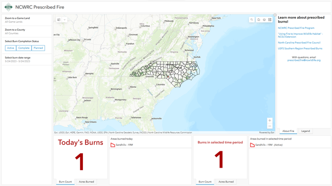 NCWRC Prescribed Fire Map